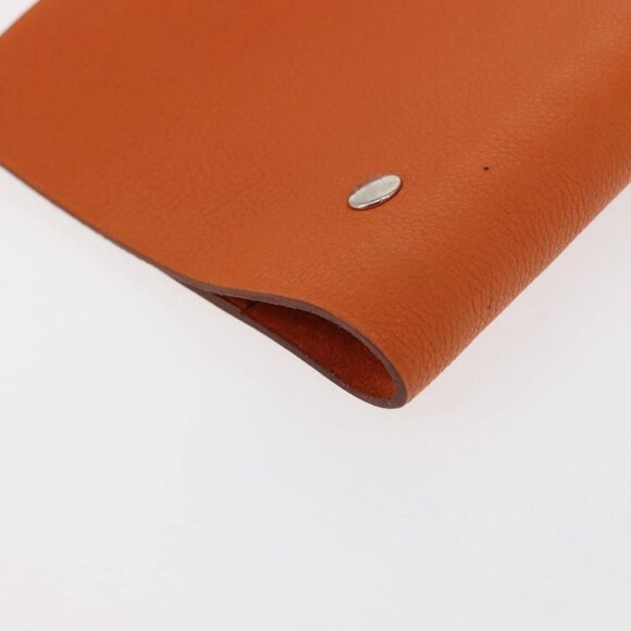 HERMES Day Planner Cover Leather Orange Silver Auth 147237 - Picture 5 of 16